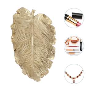 Petite coupelle à bijoux en forme de feuille d'or, plateau décoratif pour bibelots - Product Image 5