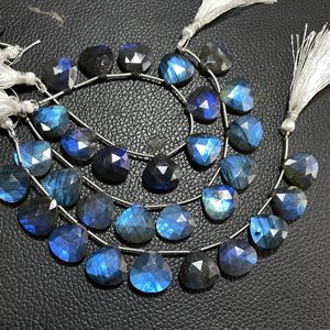 Precio de fábrica en forma de corazón Briolette Beads Natural Black Rainbow Gemstone Labradorite Faceted Stone Beads - Product Image 5