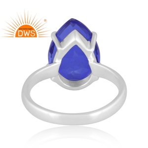 Best Selling Fine Sterling Silver Doublet Tanzanite Quartz Gemstone Stackable <b>Ring</b> Custom Jewelry Manufacturer - Product Image 4