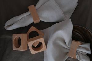Rond de serviette en bois, ronds de serviette en bois carrés, décor de Table de cuisine fait à la main, porte-serviettes décor de Table naturel, - Product Image 2