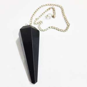Pendule à long cône en turmuline noire avec chaîne de qualité - Product Image 1