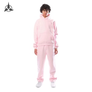 Survêtements unisexe 100% coton épais 500 GSM confortable polaire 2 pièces survêtements personnalisés imprimés bouffants survêtements hommes - Product Image 1