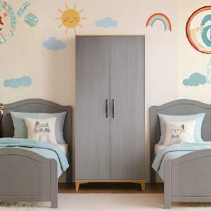 Armoire Arion Kids Ege à 2 portes, moderne et simple, en MDF, avec pieds en bois, pour le rangement des adolescents - Product Image 1