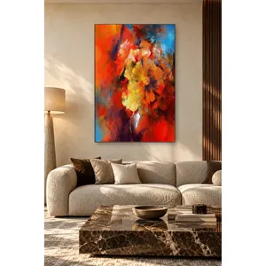 Fida Red Orange Abstract Flower Bouquet <b>Canvas</b> Print - Product Image 3