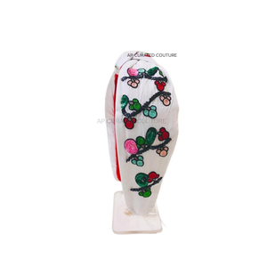 Diadema de pelo con cuentas de semillas de algodón hecha a mano para niñas, diseño anudado, accesorio de fiesta de Navidad, última Personalización de moda - Product Image 5