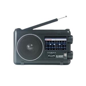 Radio portable pleine bande R-305P avec DSP, cadran analogique, écran LCD en plastique noir, FM/AM, lampe torche, horloge, alimentation par piles - Product Image 1