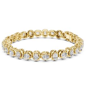 Pulsera de Moda para Mujer, Chapada en Rodio, Oro Sólido de 14K, Certificada por VDS IGI, con Diamantes Naturales de Corte Ovalado, 13G, para Regalo - Product Image 3