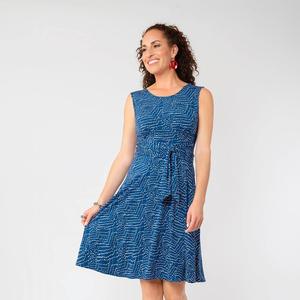 Robe évasée Leota pour femme, coupe Bretagne, élégante, longueur genou, été, bleue, taille S, respirante, sans manches, taille naturelle - Product Image 1