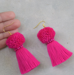 Mustard Yellow Tassel <b>Earrings</b> with Gold or <b>Silver</b> Binding Fringe Tassel <b>Earrings</b> - Gold - <b>Long</b> - Product Image 2