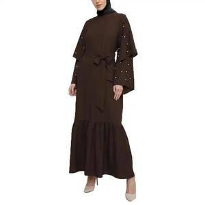Vêtements pour femmes Abaya arabe robe abaya traditionnelle à manches chauve-souris de couleur unie poitrine plaquée manches baggy Abaya jilbab pour femmes - Product Image 2