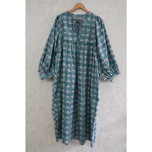 Handmade Cotton Hand Block Print Boho Maxi <b>Dress</b> <b>Women's</b> Summer Wear Breathable Washable Natural Eco-Friendly - Product Image 3