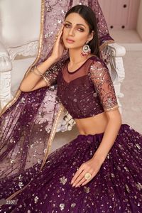 Lehenga choli คอลเลกชั่นตาข่ายโมโนตาข่ายแฟนซี lehenga choli - Product Image 4