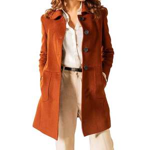 Designer Womens Winter Fashion Long Coat Autumn Wool Blends Overcoat Plus Size Cotton & Wool Elegant Designer Coat - Product Image 5