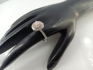 Anillo de compromiso Halo para mujer, diamante de corte redondo de 2,12 quilates, oro blanco real de 14k, moderno - Product Image 6