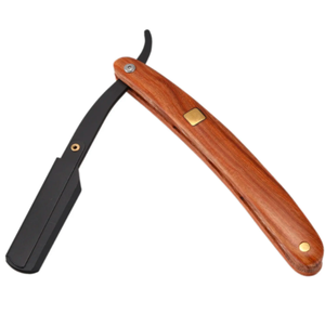 มีดโกนตัดผมใบมีดเดี่ยวเกรดอุตสาหกรรมด้ามจับไม้คุณภาพสูงทำจากสเตนเลสสตีล - Product Image 1