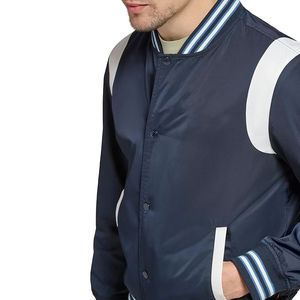Chaqueta Universitaria Personalizada de Talla Grande para Hombre, 100% Algodón, Cuello Alto, Logotipo Frontal Personalizado, Chaqueta de Invierno SI-VJ-019 - Product Image 5