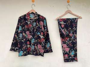 ชุดนอน100% ผ้าฝ้ายสุดหรูสำหรับใส่ในฤดูร้อนสำหรับฤดูใบไม้ผลิฤดูใบไม้ร่วงชุดกลางคืนพิมพ์ลายดอกไม้สุดพิเศษอินเดีย - Product Image 6