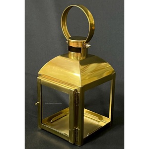 Faroles Decorativos de Metal Dorado Antiguo y Vidrio para Piso y Colgantes, Decoración Navideña para el Hogar - Product Image 6