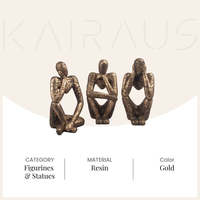 Ensemble de sculptures en résine Gold Copper Thinking Trios, Art Déco, Décoration pour plantes, maison et intérieur, Décoration de maison neuve, Artisanat, Présentation sur table