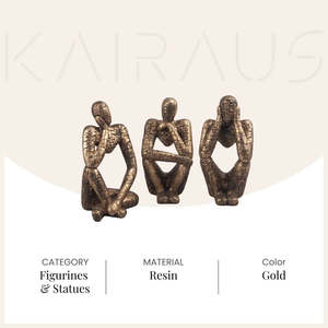 Gold <b>Thinking</b> Trios Resin Aluminium Sculpture Set Art Deco Plant for Home Living Wedding Decoration Handicraft Technology Used - Product Image 5