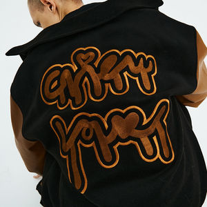 OEM Manufacture Custom logo Blank Plain <b>Varsity</b> <b>Jacket</b> Leather Sleeve Chain Chenille Embroidery <b>Vintage</b> Letterman <b>Varsity</b> <b>Jacket</b> - Product Image 4