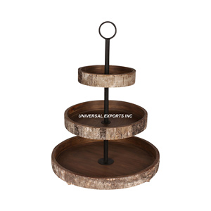 Support à gâteau en bois rond à trois niveaux support à dessert fait main d'excellente qualité classiques élégant nouveau support à gâteau en bois - Product Image 1