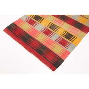 3.3x4 ft Turkish Rug, Vintage Small Rug, <b>Red</b> Bordered <b>Wool</b> Rug - Product Image 2
