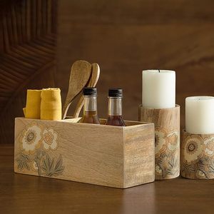 Natural Finish Wooden Printed <b>Utensil</b> Holder Low Budget Storage for Daily <b>Utensils</b> Decorated Wooden Printed <b>Utensil</b> Holder - Product Image 4