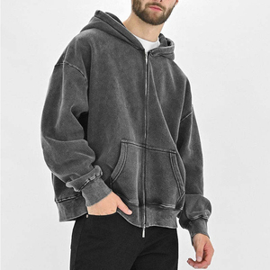 Sudadera con Capucha para Hombre, Lavado Ácido, 100% Algodón, Mezcla de Algodón Básico, Servicio OEM con MOQ Bajo - Product Image 2
