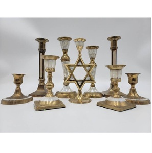 Vintage <b>Brass</b> and Mother of Pearl Inlay <b>Candlestick</b> <b>Holders</b> for Living Room Table Candle <b>Holder</b> - Product Image 4