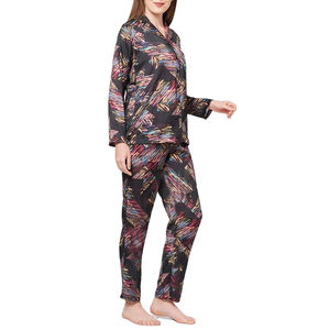 Conjuntos de Pijamas Térmicos para Mujer, Diseño Sublimado Personalizado, Pantalones con Cintura Elástica, Ropa de Dormir de Satén y Seda para Primavera/Verano - Product Image 3