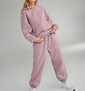 Vente en gros Logo personnalisé Vêtements d'entraînement pour femmes Survêtement 2 pièces Pull-over à capuche Ensembles de pantalons Survêtements Femmes - Product Image 2