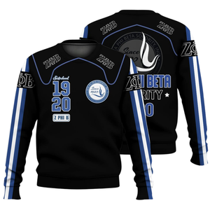 Zeta Phi เสื้อสเวตเตอร์คอกลมสำหรับผู้หญิงรุ่นเบต้าเสื้อสวมหัวผ้าฟลีซปัก1920สีน้ำเงิน - Product Image 3