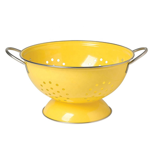 Metal Kitchen Stainless Steel Round Shape Blue Powder Coated <b>Colander</b> Basket Fruit Basket Wash Vegetable Drainer - Product Image 6