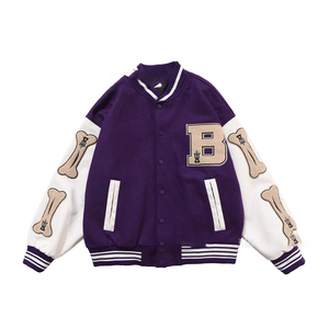 Conjunto de chaquetas universitarias de invierno Unisex 6XL de talla grande para hombre con logotipo personalizado Bordado de lana 100% algodón que ofrece servicios OEM - Product Image 2