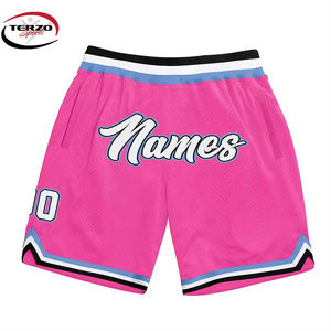 Pantalones cortos de baloncesto OEM personalizados para hombre de alta calidad negro oro rojo gimnasio estambre malla secado rápido transpirable sólido - Product Image 4