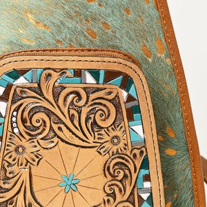 Nouvel arrivage de sac à bandoulière occidental de grande capacité usiné à la main en cuir véritable accent de fourrure pour l'automne-au prix de gros - Product Image 3