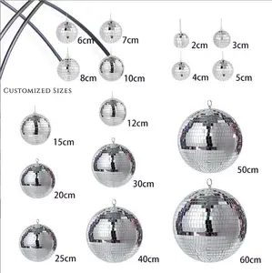 Vente en gros, boules de noël en argent incassable, cadeau de fête personnalisé, boule de miroir Disco pour décoration suspendue