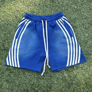 Nouveau 2025 short de haute qualité pour hommes personnalisé soleil délavé lavage rayure sueur pantalons de survêtement strass Shorts hommes - Product Image 4