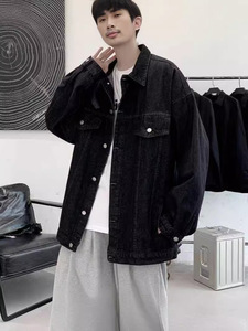 Veste d'extérieur grande taille pour hommes Manteaux d'hiver avec long design boutonné en toile épaisse style denim épais - Product Image 6