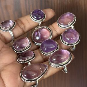 แหวนพลอยอะมีทิสต์ทรงลูกแพร์หลากหลายรูปทรง งานแฮนด์เมดขายส่ง ชุบทองคำขาว 925 ดีไซน์ทันสมัย - Product Image 4