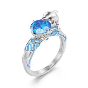 Bague de mode Jeulia Hug Me Joyful Dolphin en argent sterling à coupe ronde - Product Image 2