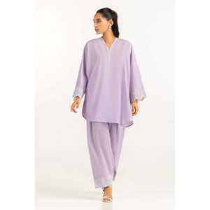 Conjunto Coordinado IPST-77521 de Cambric Bordado, Casual, de Gasa, con Mangas Tres Cuartos y Pantalones hasta la Rodilla, Talla XS, para Primavera/Verano, 3 Piezas - Product Image 1