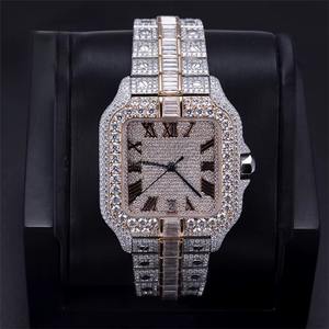 Reloj Cuadrado de Lujo con Diamantes Moissanite VVS, Corte Baguette, Totalmente Cubierto de Piedras, Certificado, Estilo Hip Hop, Cristal, Mecánico para Hombre - Product Image 5