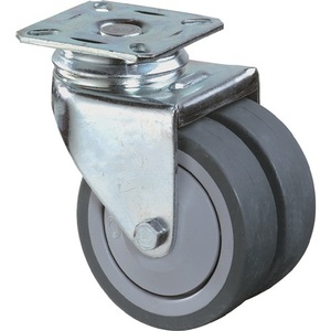 Double Swivel Caster Wheel 50mm 60kg Capacity Rubber Grey No Brake 60x60mm Plate by BS ROLLEN - Product Image 1