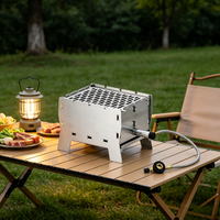 Brûleur à gaz BBQ portable et pliable en acier inoxydable léger, idéal pour le camping en plein air, la pêche en bateau, les excursions de randonnée et les pique-niques – Offre Spéciale