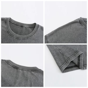 T-shirt surdimensionné de haute qualité à épaules tombantes couleur été pour hommes délavé à l'acide Streetwear Vente en gros - Product Image 6