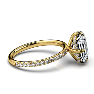 Diamante de corte esmeralda cultivado en laboratorio VS2 de 1 quilate, oro de 14 quilates, compromiso cristiano clásico, anillo de aniversario de boda, Halo oculto IGI - Product Image 2