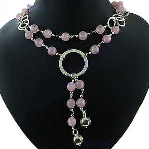 Silver Fashion Jewelry for Women <b>Rose</b> <b>Quartz</b> Bead <b>Necklace</b> <b>Crystal</b> <b>Necklaces</b> - Product Image 2