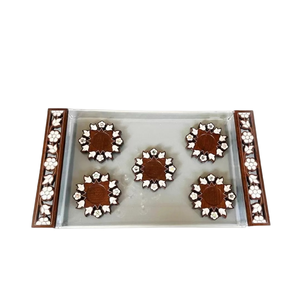 Meilleure vente plateau de service en acrylique avec poignées de travail en bois et vadrouille restaurant vaisselle dessert chocolat plateau de service - Product Image 1